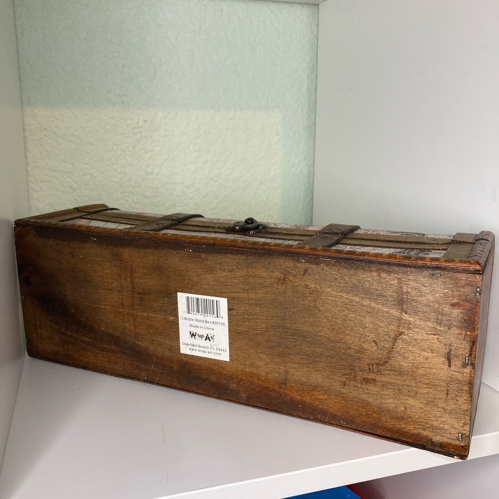 Decorative Old Map Wood & leather Wine Box - Picture 7 of 10